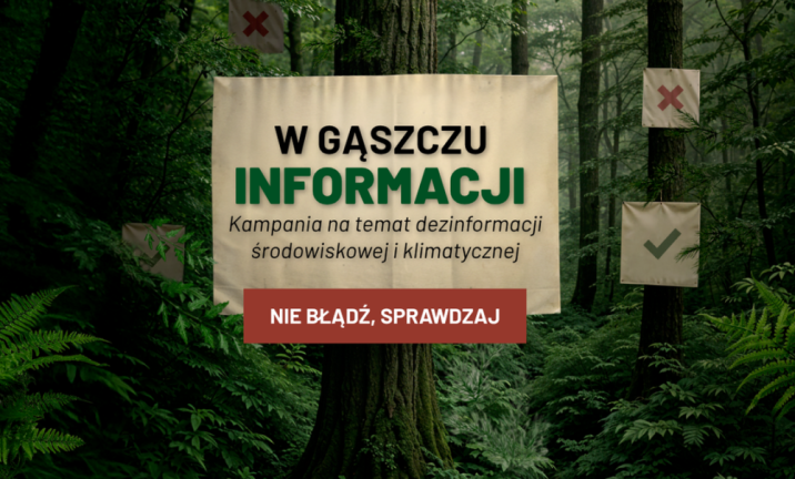 Grafika promująca kampanię "W gąszczu informacji. Nie błądź. Sprawdzaj"